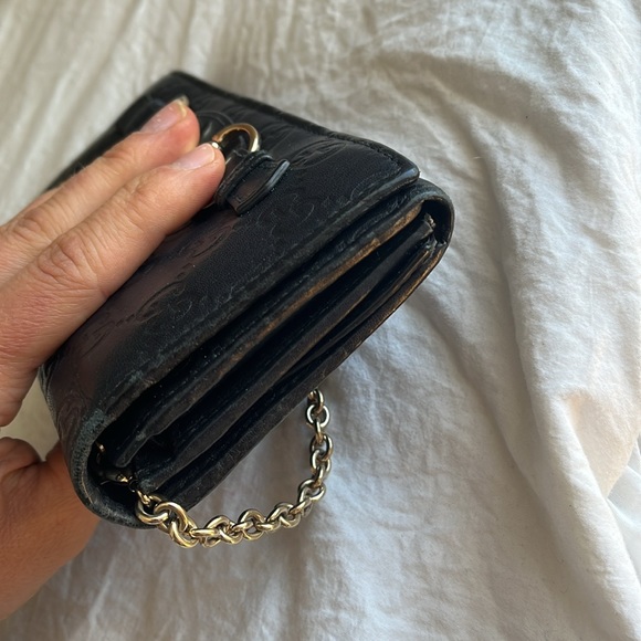 Gucci Tassel Horsebit Guccissima Leather Chain Wallet Clutch Black Vintage - Picture 7 of 7